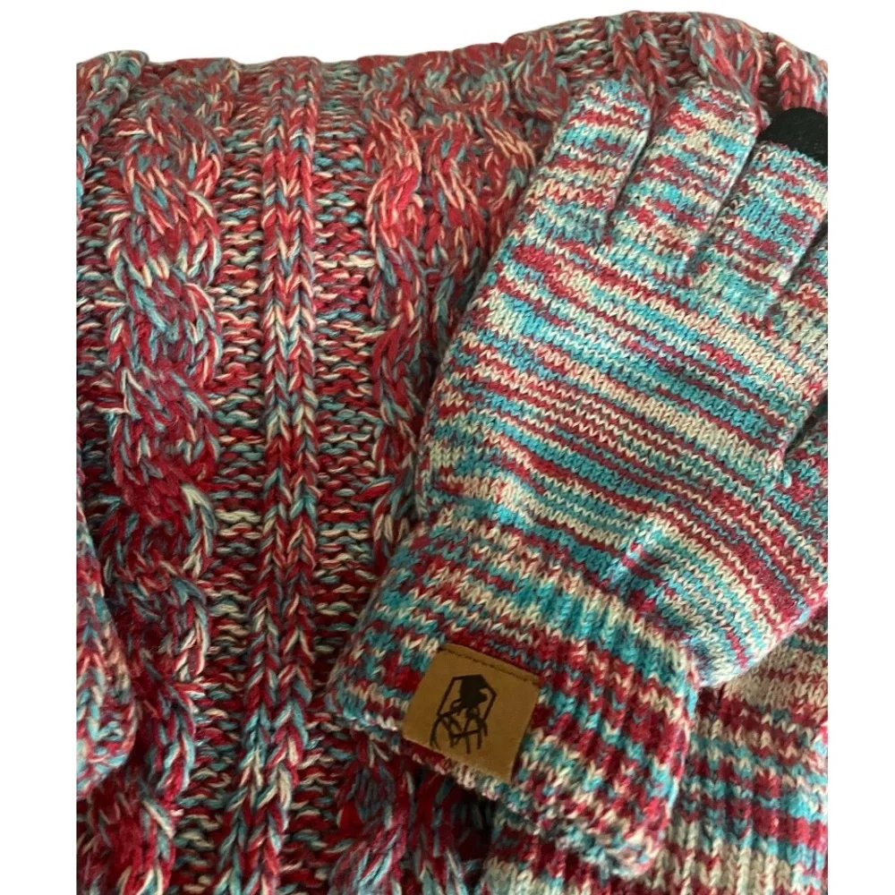 Cozy Multicolor Knit Hat, Scarf, and Gloves Set